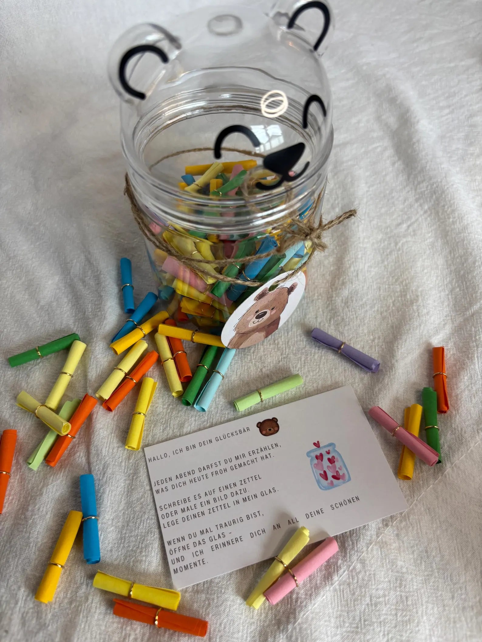 Glücksbär Dankbarkeitsglas für Kinder